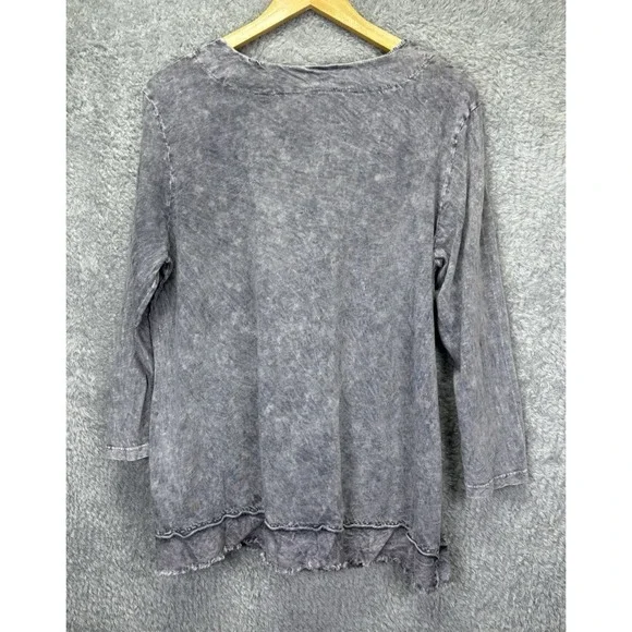Jess & Jane Tunic Top XL Mineral Washed Gray Giraffe Song Boho Pocket Lagenlook - Picture 2 of 9